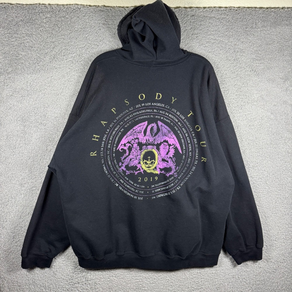 Queen Adam Lambert Rhapsody Tour 2019 Zip Hoodie Mens XXXL Black Rock Concert